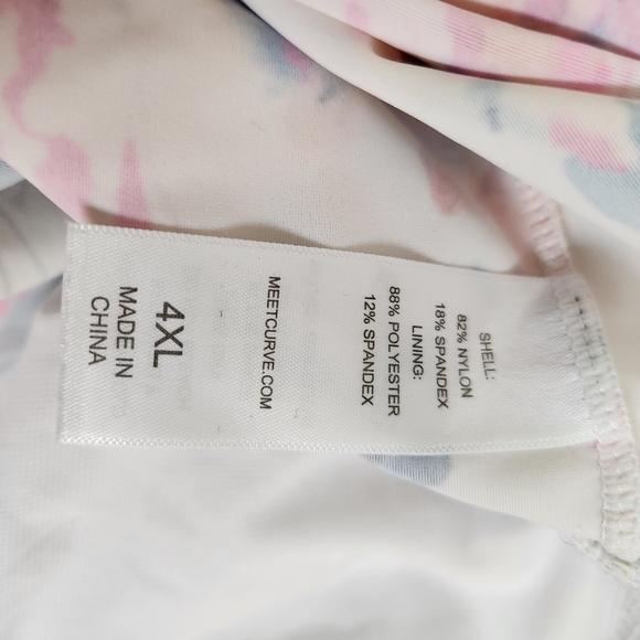 Meet Curve Cream Swim Top (only) 4XL Floral Underwire Bow‎ Tie Front Adjustable - Picture 4 of 10